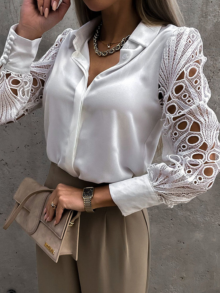 JuliaFashion - 2024 Women Elegant Long Sleeve Button Blouses Top