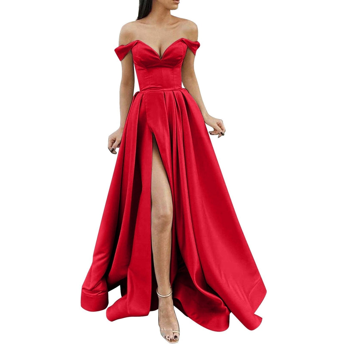 JuliaFashion - 2024 Strapless High Slit Maxi Dress