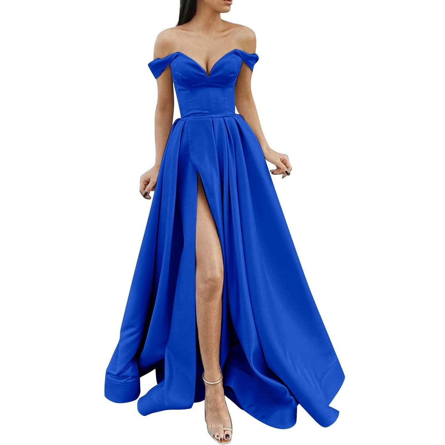 JuliaFashion - 2024 Strapless High Slit Maxi Dress