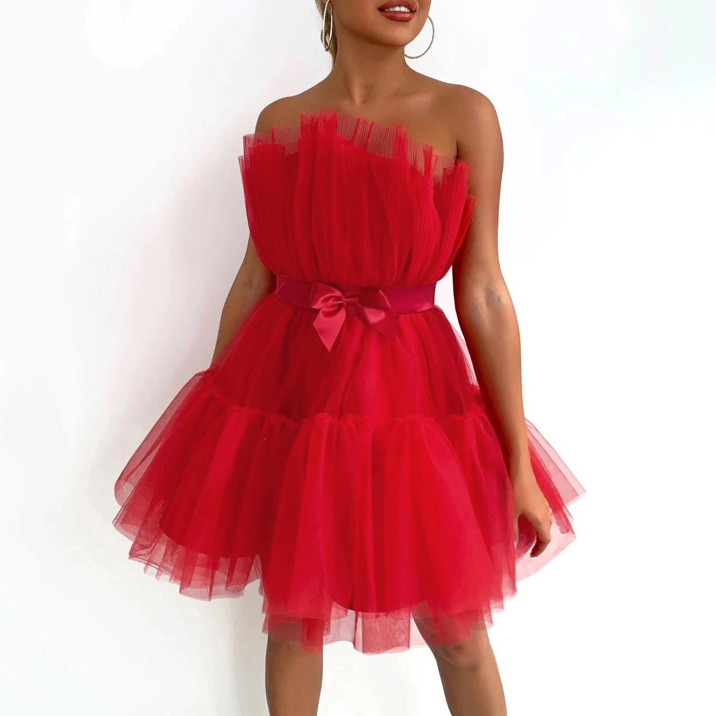 JuliaFashion-Elegant Sleeveless Gauze Mini Dress
