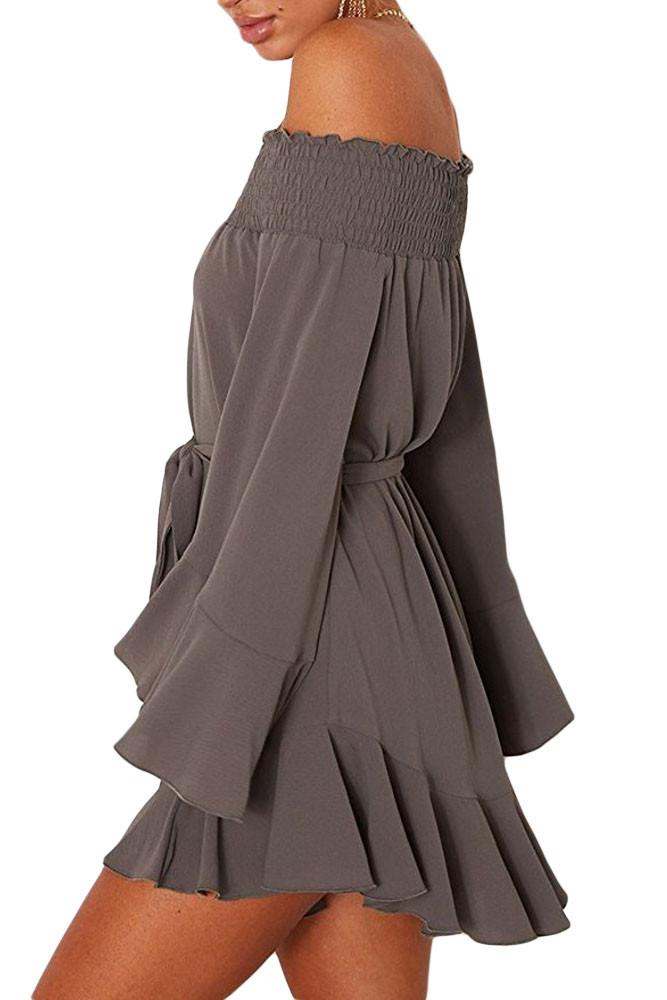 JuliaFashion-Enchanted Sleeves Off Shoulder Mini Dress