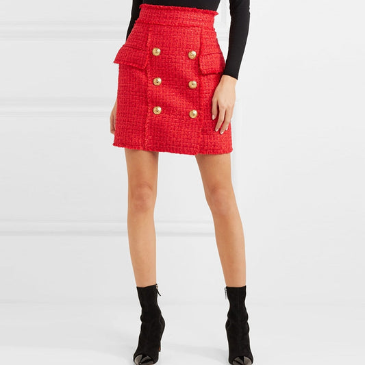 JuliaFashion - 2024 Tassel Fringe Wool Mini Skirt