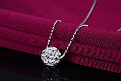 JuliaFashion-Elegant Crystal Ball Short Silver Necklace