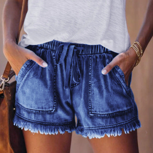 JuliaFashion - 2024 Women High Waist Denim Short Trousers Wide Jeans