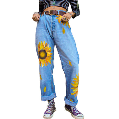 JuliaFashion - 2024 Women's High Waisted Jeans Oversize Casual Straight Pants