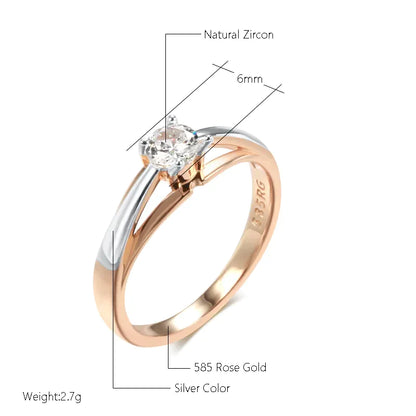 JuliaFashion-Luxury Rose Gold Silver Mix Zircon Ring
