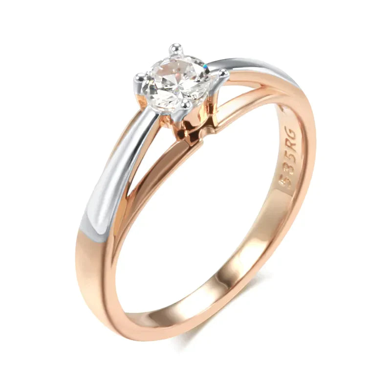 JuliaFashion-Luxury Rose Gold Silver Mix Zircon Ring