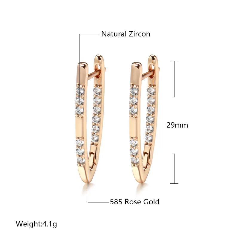 JuliaFashion - 2024 Rose Gold Geometric Zircon Drop Earrings