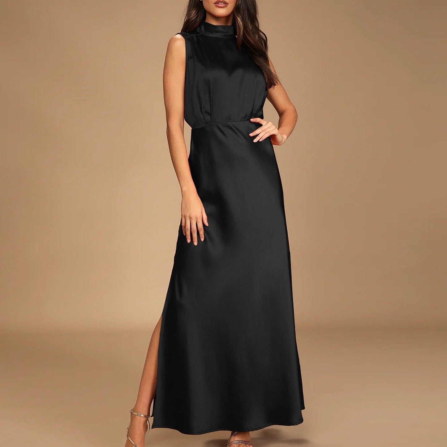 JuliaFashion-Fashion Formal Satin Occasion Maxi Dress