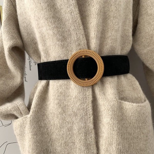 JuliaFashion - 2024 Versatile Round Buckle with Coat Skirt Belt