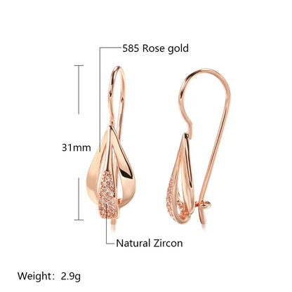 JuliaFashion-Elegant Rose Gold Zircon Dangle Earring