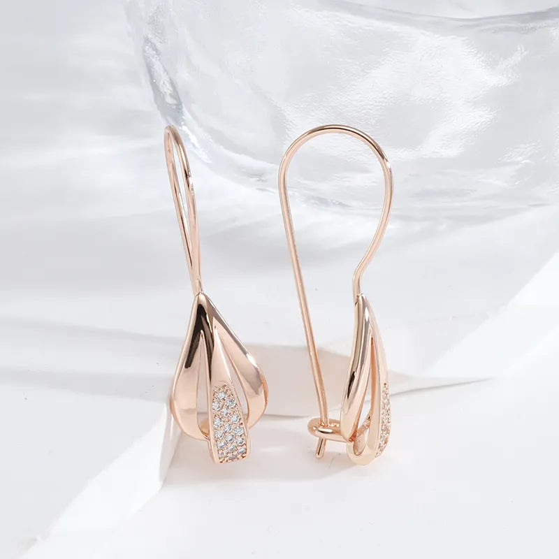 JuliaFashion-Elegant Rose Gold Zircon Dangle Earring