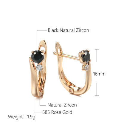 JuliaFashion-Elegant Black Zircon Inlay Earring