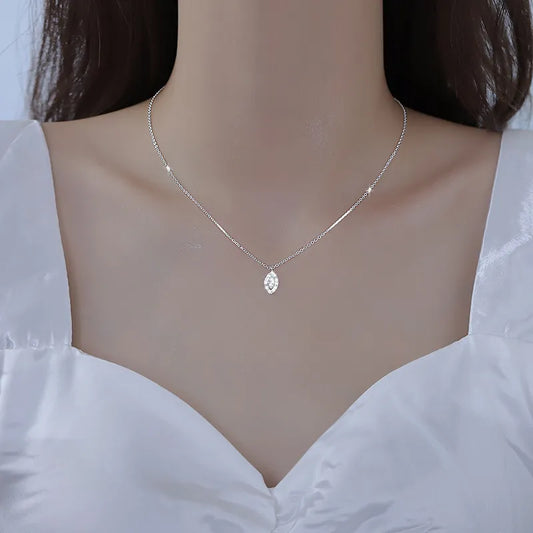 JuliaFashion - 2024 Water Drop Sterling Silver Necklace