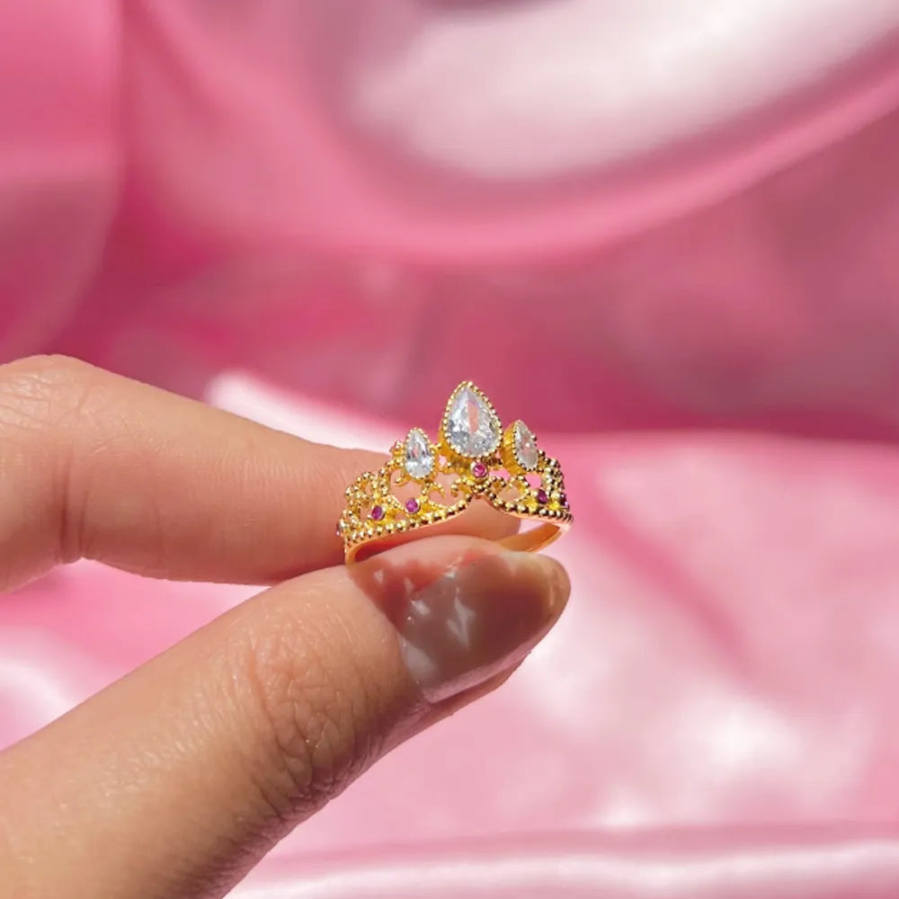 JuliaFashion - 2024 Princess Rapunzel Crown Gold Plated Ring