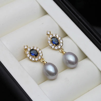 JuliaFashion-Gold-Plated Freshwater Pearl Drop Earrings