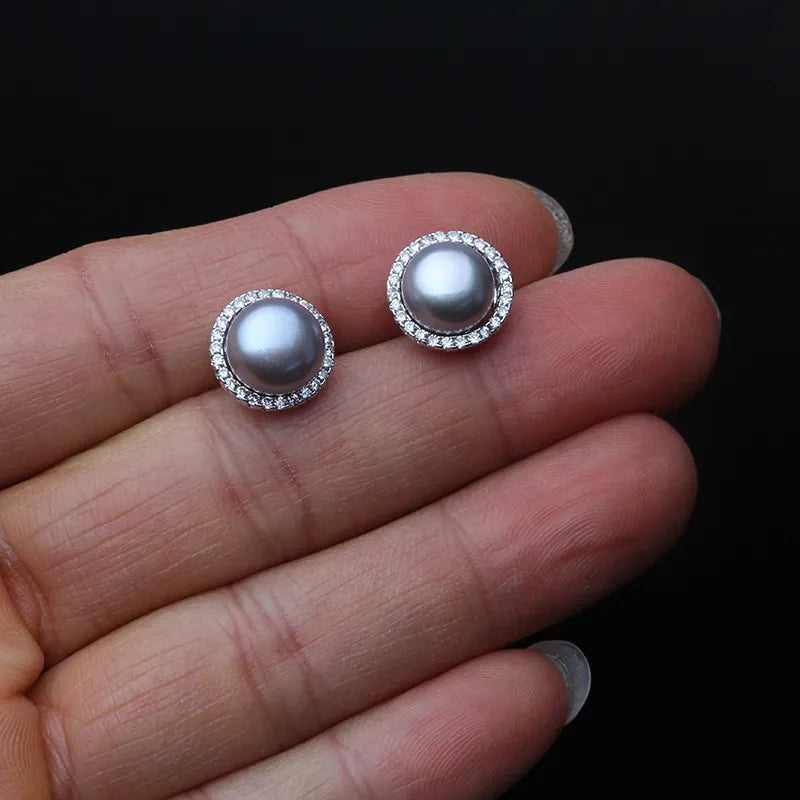 JuliaFashion - 2024 White Freshwater Pearl Stud Earrings