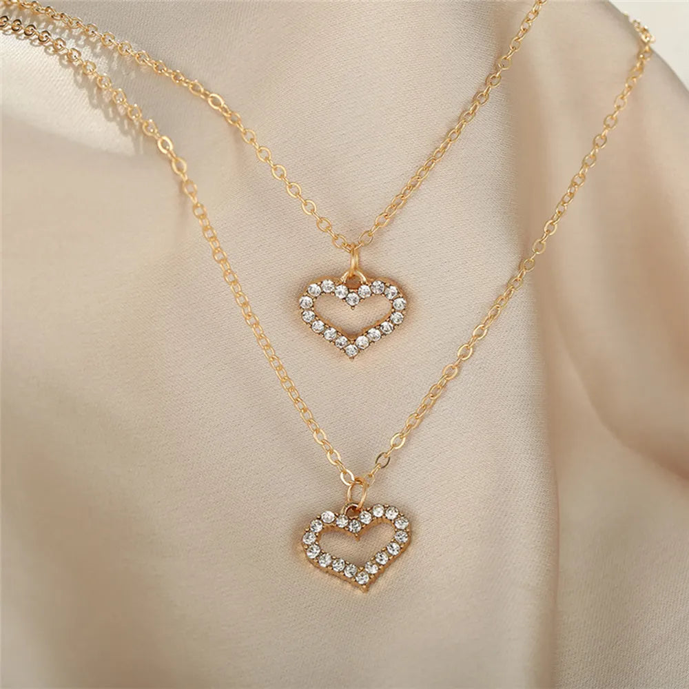 JuliaFashion-Multilayer Heart Pendant Necklace