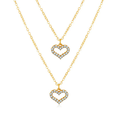JuliaFashion-Multilayer Heart Pendant Necklace