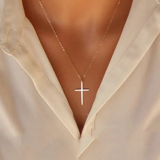 JuliaFashion - 2024 Simple Gold Cross Pendant Necklace