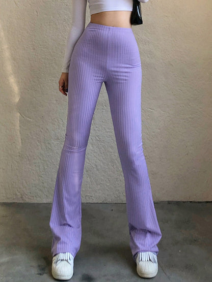 JuliaFashion - 2024 Streetwear Slim High Waist Capris Sexy Bell Bottom