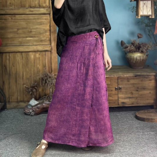 JuliaFashion-High-Quality Artsy Linen Long Skirt
