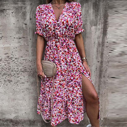JuliaFashion - 2024 Women Vintage Short Sleeve Midi Dress Spring Loose Pocket Dress