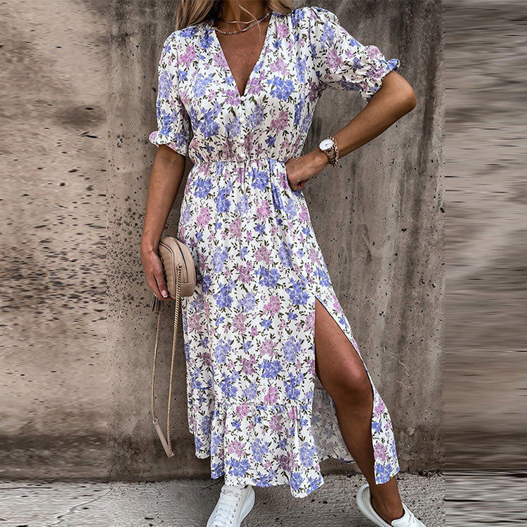 JuliaFashion - 2024 Women Vintage Short Sleeve Midi Dress Spring Loose Pocket Dress