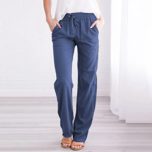 JuliaFashion-Loose Wide-Leg Pocket Ankle-length Length Trousers