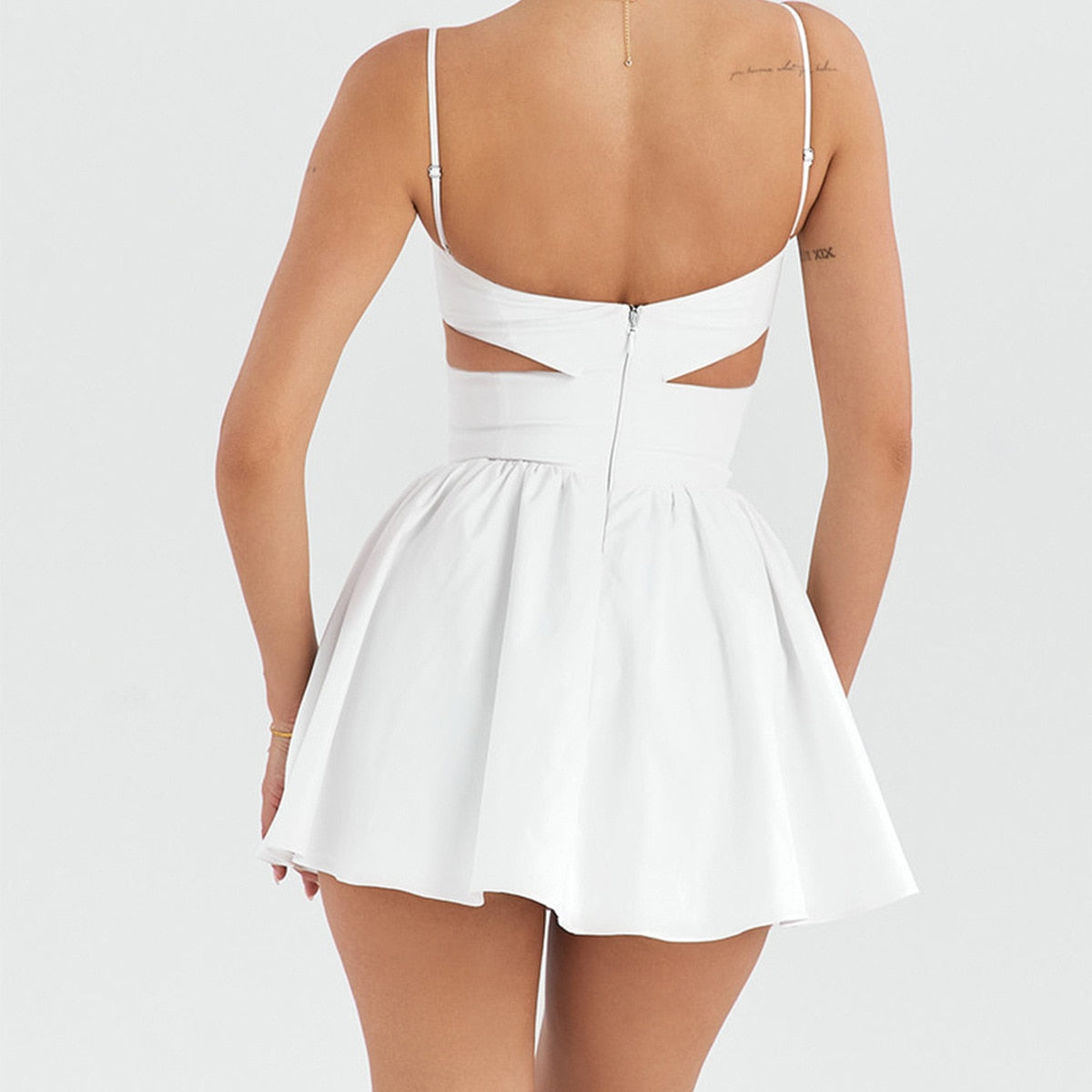 JuliaFashion - 2024 Suninheart White Sleeveless A Line Cutout Dress
