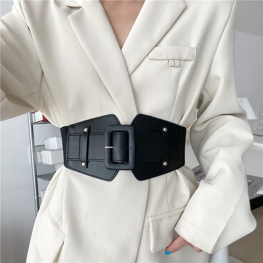 JuliaFashion - 2024 Wide Elastic Corset Belt Ladies Dress Suit Stretch Cummerbunds Plus Size Belts