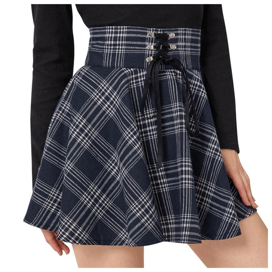 JuliaFashion-Gothic Punk Plaid Zipper Mini Skirt