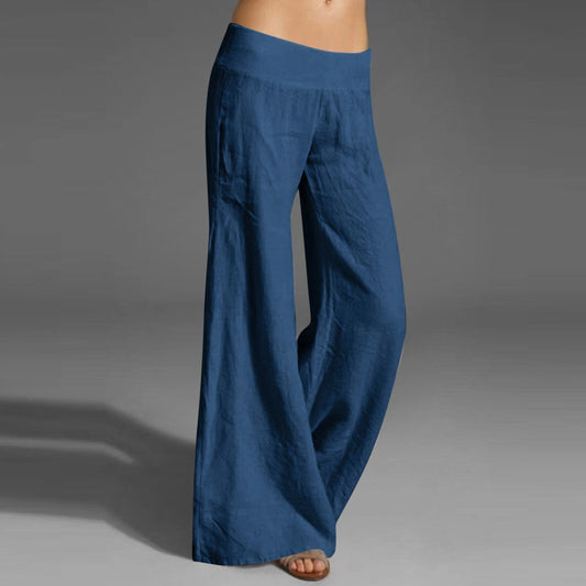 JuliaFashion - 2024  Solid Cotton Drawstring Casual Long Pants