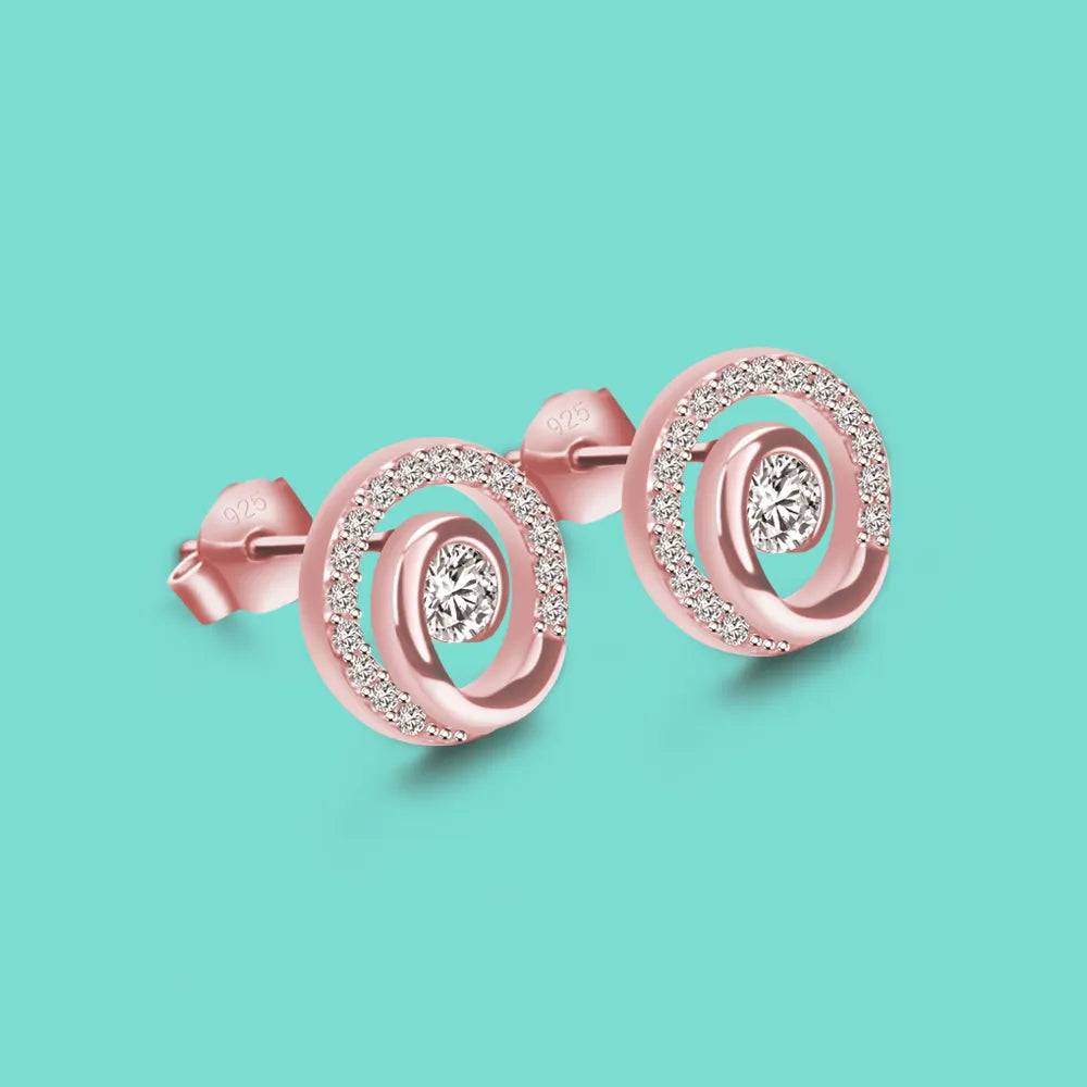 JuliaFashion - 2024 Rose Gold Round Cubic Zircon Earrings