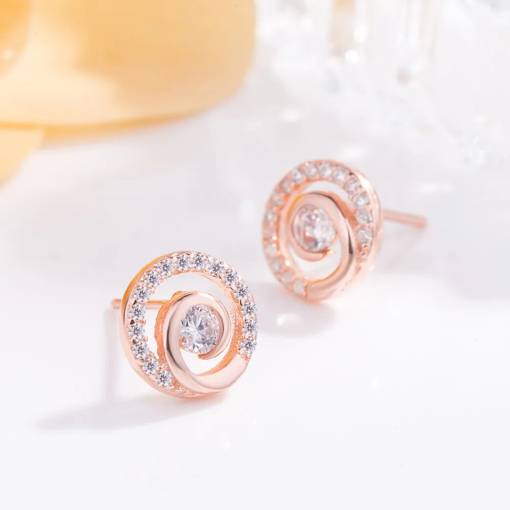 JuliaFashion - 2024 Rose Gold Round Cubic Zircon Earrings