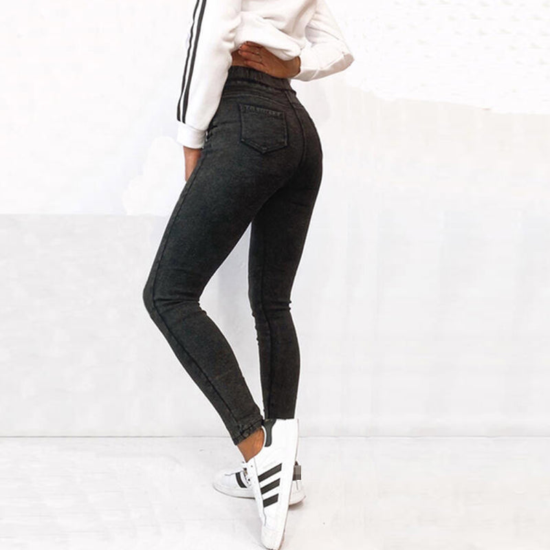 JuliaFashion - 2024 Women's Black Jeans Slim Sexy High Waist Denim Trousers