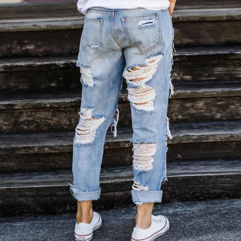 JuliaFashion - 2024 Women's Jeans Loose Street Casual Washed Blue Pants