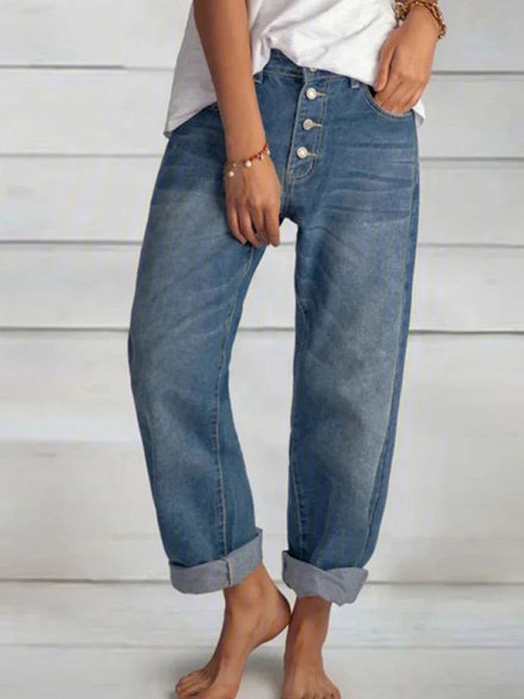 JuliaFashion - 2024 Women's Jeans High Waist Loose Wide Leg Pants