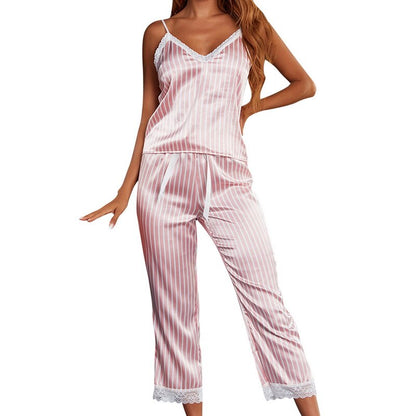 JuliaFashion - 2024 Two Piece Pajamas Cute Camisole Pant Set