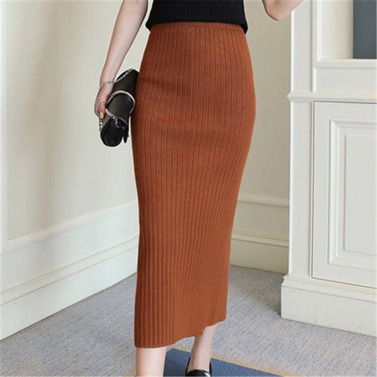 JuliaFashion-Elegant Office Woolen Pencil Skirt