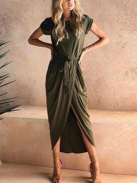 JuliaFashion-Made For This High Slit Midi Dress