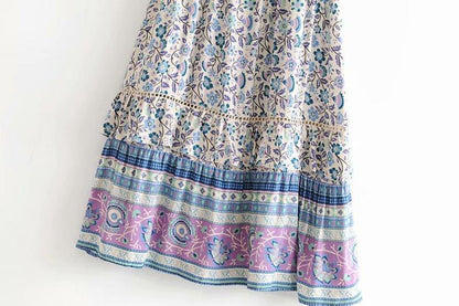 JuliaFashion-Floral Printed Sleeveless Midi Dress