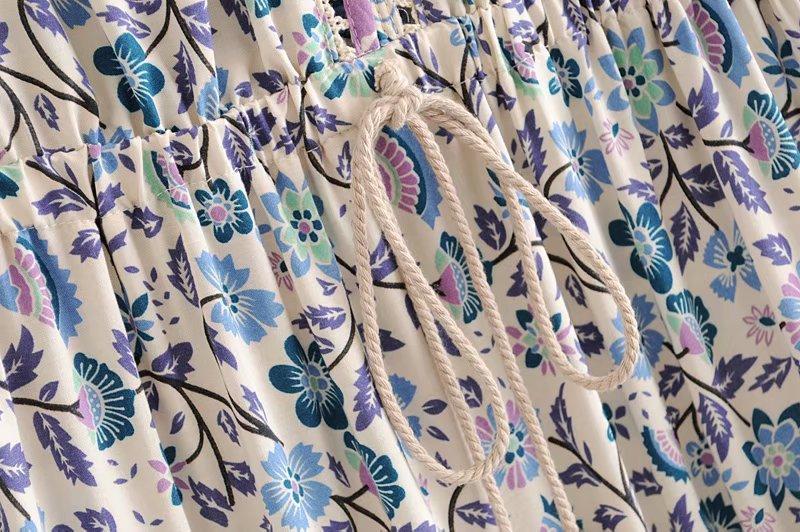 JuliaFashion-Floral Printed Sleeveless Midi Dress