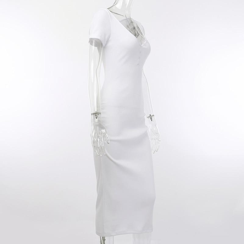 JuliaFashion - 2024 Short Sleeve Knitted Bodycon Midi Dress