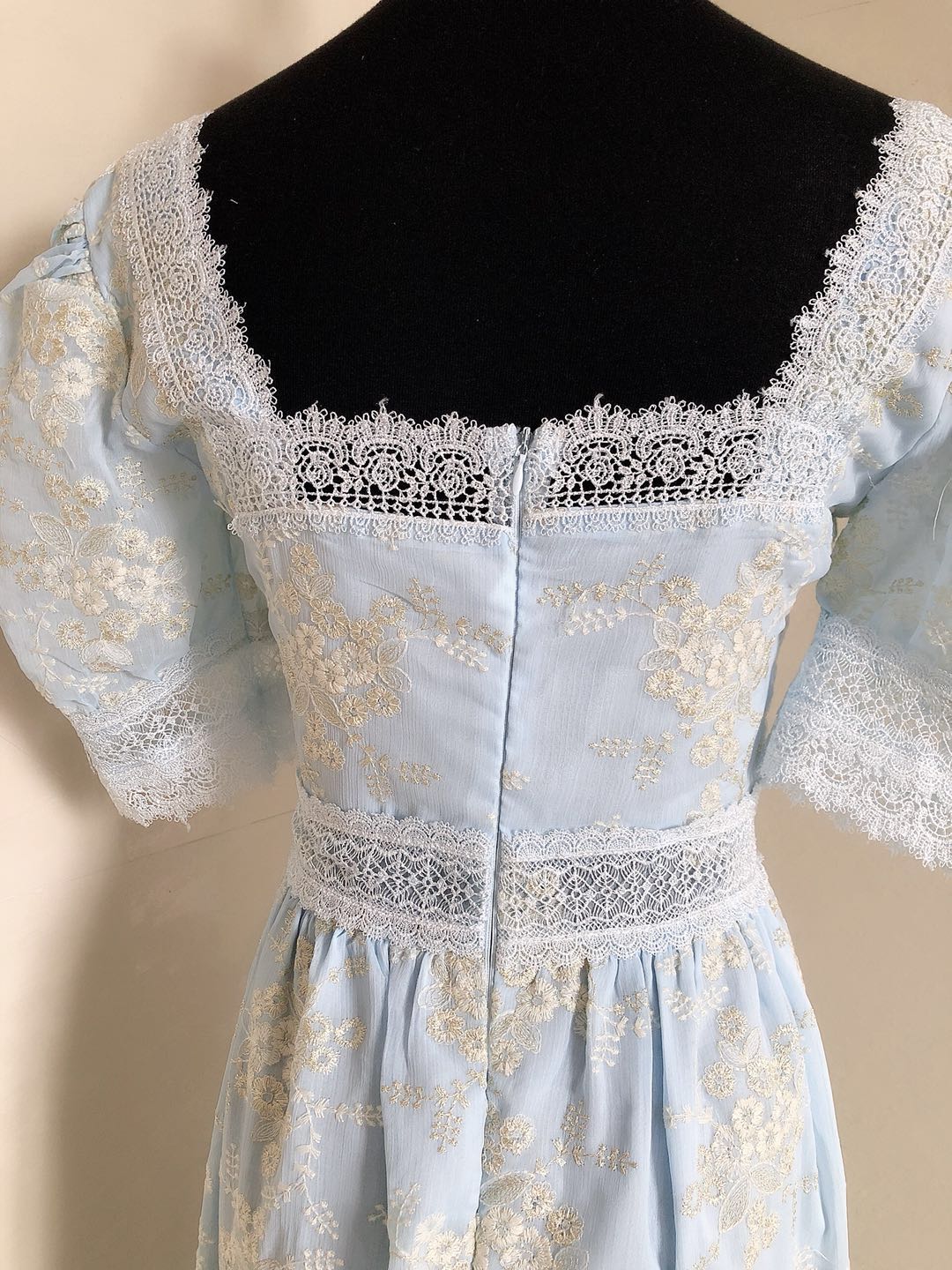 JuliaFashion-Cottagecore Square Collar Vintage Midi Dress